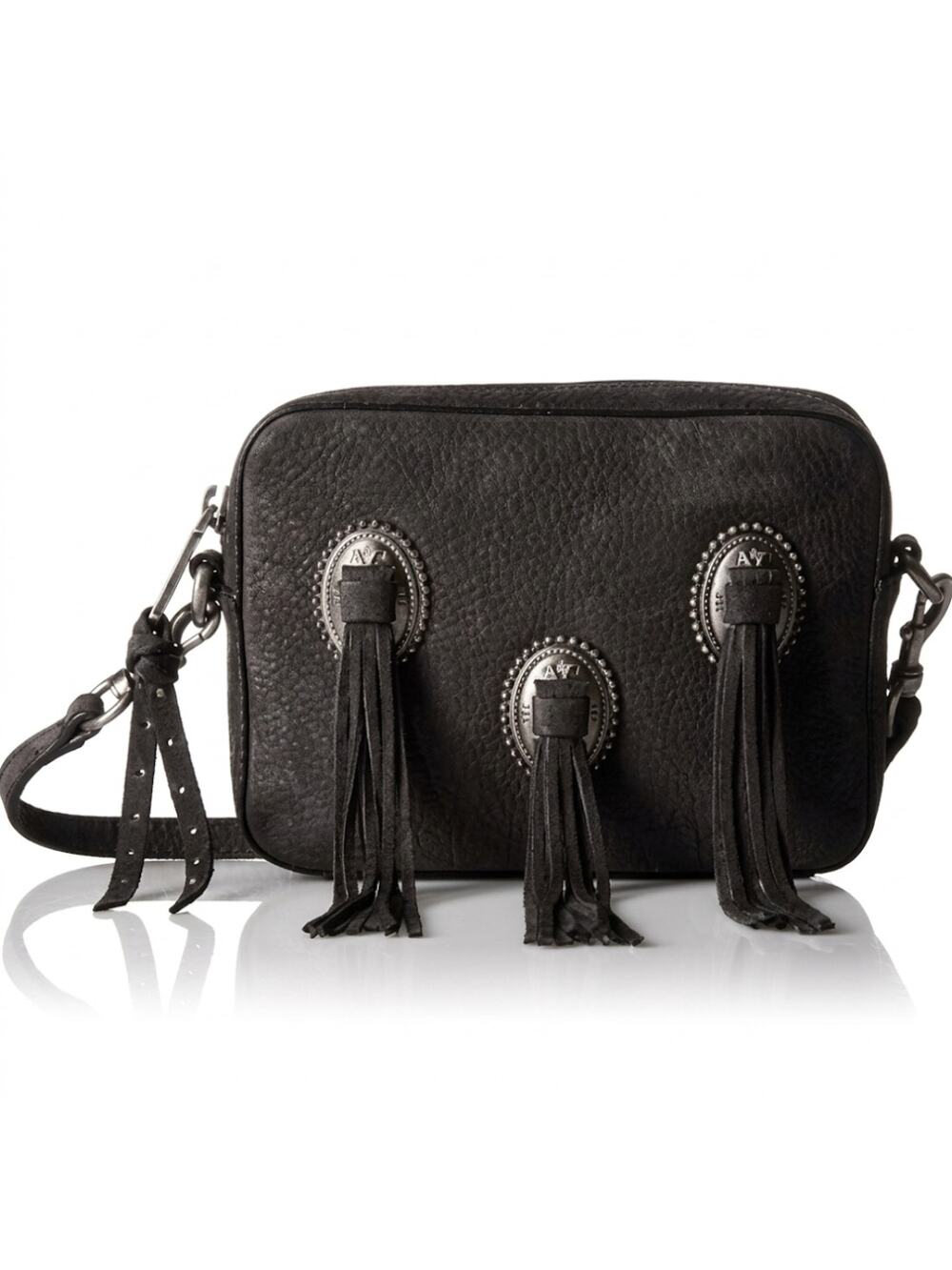 Rebecca Minkoff Black Suede Western Crossbody Bag Boho Handbag Purse Designer